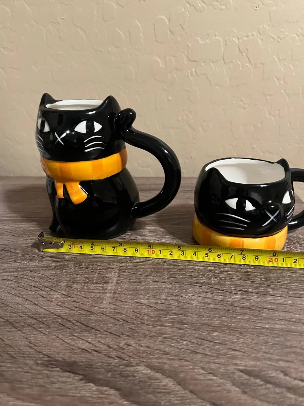 Target Hyde & Eek Black Cat Mugs Orange Scarf Halloween Earthenware NWT